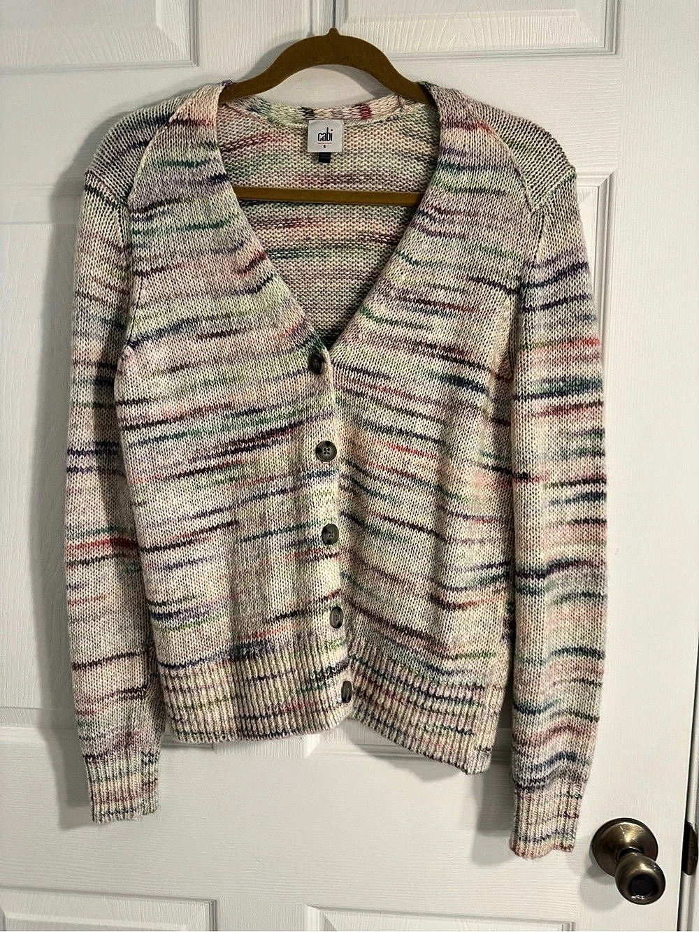 Cabi Cloud Cardigan Striped Cardigan Cream & Multicolor Small